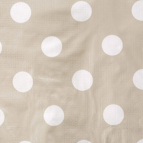 DII Vinyl Tabletop Collection Flannel Backed Polka Dot Tablecloth, Rectangle, 60x84, Natural