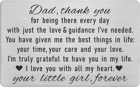 Laluminter Dad Gifts from Daughter, Thank You Dad Engraved Wallet Card Inserts, Father Fathers Day Christmas Keepsake