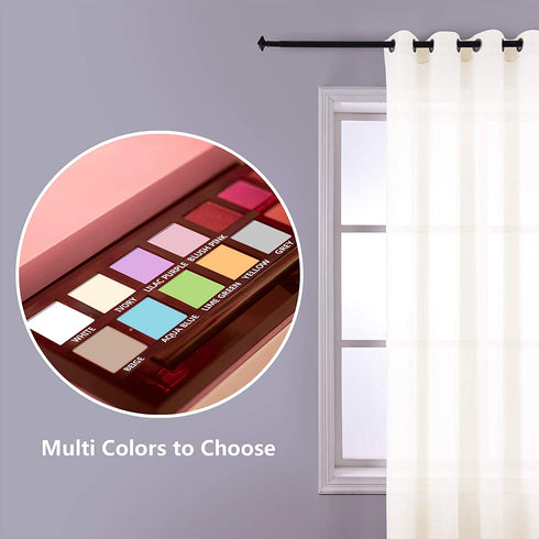 Ivory Sheer Curtains 63 Inch Length Window Panel Pair Set of 2 Packs Grommet Top Faux Linen Look Drapes Voiles Semi Sheer Curtains for Living Room Bedroom Wide 52 x 63 Inches Long Cream Ecru Off White