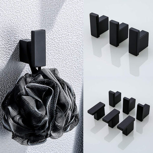 RANDOM Black Towel Hooks,Bathroom Hardware Accessories Hook SUS 304 Stainless Steel Matte Black Robe Hook for Bathroom Kitchen ,Contemporary Style Wall Mounted 2 Pack.