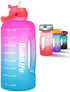 BuildLife Half Gallon Water Bottle - BPA Free Leakproof Water Jug Gradient Motivational Time Marker with Straw & Phone Holder Handle to Remind You Drink More Water