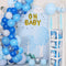 141 PCS Baby Shower Boxes Party Decorations Individual BABY Blocks Design for Boys Girls Baby Shower Decorations Gender Reveal Balloon Arch Kit Birthday Party Backdrop (Light Blue)