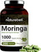Moringa Capsules (Made with Organic Moringa Powder), 1000mg Per Serving, 200 Counts, Strong Antioxidant to Repair, Protect, Nurture Your Skin Cells and Support Immune System, Non-GMO