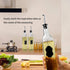 4 Pack Oil Dispenser, YULEER 17oz Transparent Olive Oil and Vinegar Dispenser Bottles Set, Square Graduated Glass Oil Bottle with Leak-proof & Airtight, Control Dosage Nozzle Plug