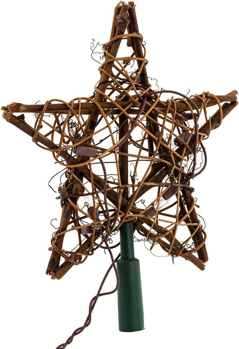 Kurt Adler 10 Light Indoor Rattan Natural Star Treetop