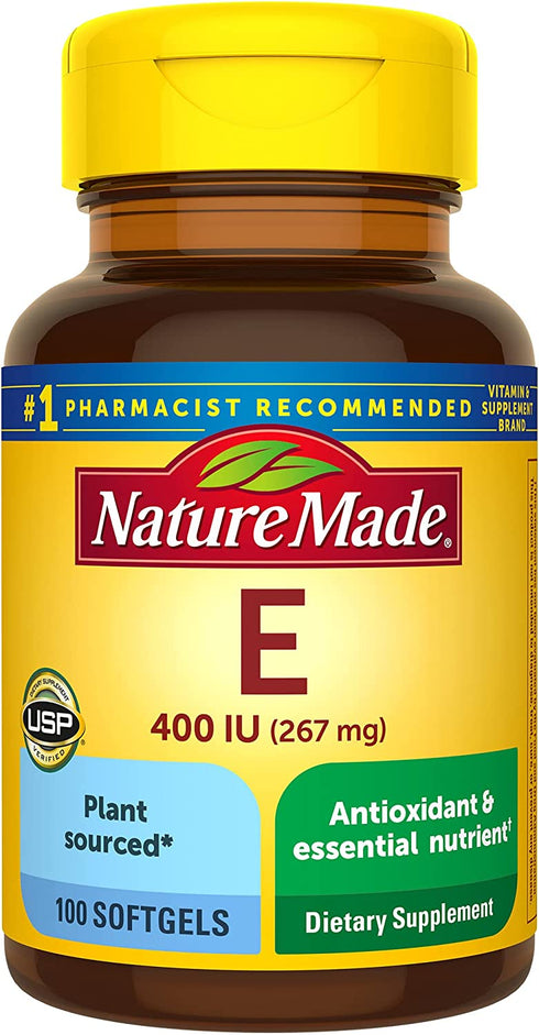Nature Made Vitamin E 267 mg (400 IU) d-Alpha, Dietary Supplement for Antioxidant Support, 100 Softgels, 100 Day Supply