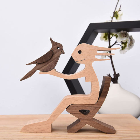 Parrot Decor Woman and Parrot Statue Bird Figurines Home Decor