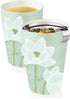 Tea Forte Kati Cup Lotus, Ceramic Tea Infuser Cup with Infuser Basket and Lid for Steeping Loose Leaf Tea