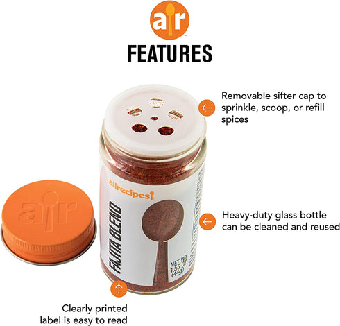 Allrecipes Taste of Mexico (Cilantro, Ground Cumin, Fajita Blend) in Glass Jars with Removable Sifter Caps for Sprinkling, Set of 3