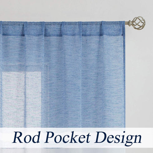 WEST LAKE Stripe Sheer Curtain Panels Color Block Farmhouse Window Treatment Drapery Sets Colorblock for Bedroom,Balcony,Living Room,Rustic Rod Pocket Design 40Wx63L,2 Panels,Blue and White