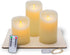 Lovley Lites Set of 3 LED Pillar Candles - 4,5,6 Inch Tall Flickering Flameless Candles + Wire Fairy Lights + Wood Tray, Safe Elegant Smart Battery Candles with Remote Control