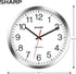 SHARP Wall Clock Silver/Chrome, Silent Non Ticking 12 Inch Quality Quartz Battery Operated Round Easy to Read Home/Kitchen/Office/Classroom/School Clocks, Sweep Movement