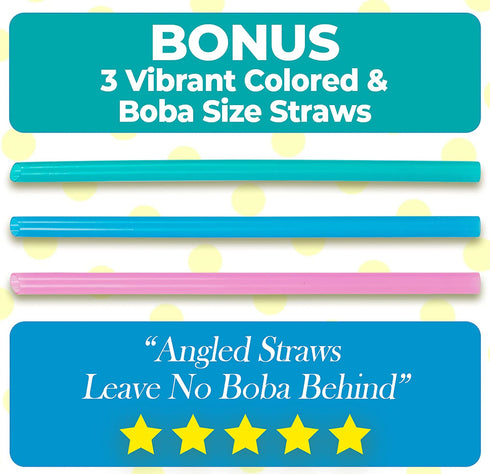 Planet Boba 24 oz Reusable Boba Cup w 5 Bonus Straws | Smoothie Cup with Straw | Leakproof Bubble Tea Cup | Lids and Straw | Boba Cup Reusable | Insulated Boba Tumbler | Boba Tea Cup, White