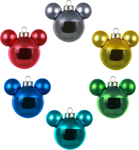 Hallmark Keepsake Glass Christmas Ornaments, Disney Mickey Mouse, Set of 6, Multi Color