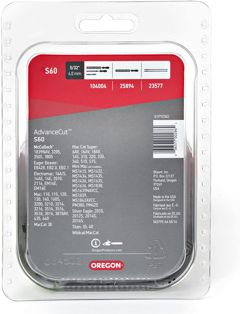 Oregon S60 AdvanceCut 18-Inch Semi Chisel Chainsaw Chain Fits McCulloch, Troy-Bilt