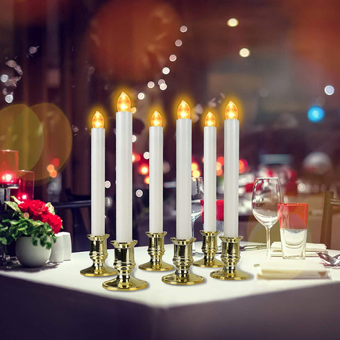 Flameless Taper Candles with Remote Timer LED Window Candles Christmas Candle Lights for Window Battery Operated Warm White Flickering Light