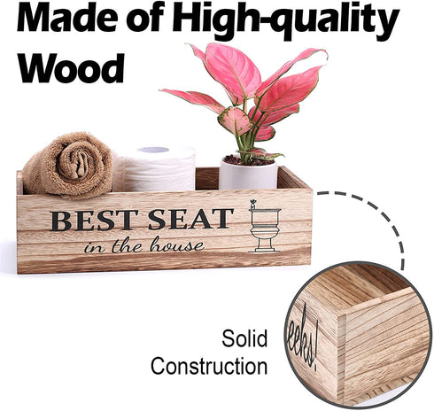CuffUp Bathroom Decor Box,2 Sides Signs Farmhouse Bathroom Decor Toilet Paper Storage Larger Box 15.2W 6.4DRustic Farmhouse Home Decor for Livingroom Kitchen,Counter Table Decor