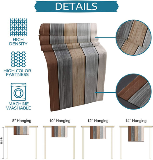 ZEREAA Farmhouse Table Runner - Brown Wood Plank Texture Burlap Table Runner 108 Inches Long for Dining Room, Kitchen, Wedding, Party Table Decor, 13" x 108"