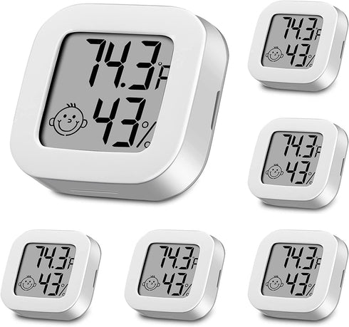 6 Pieces Humidity Gauge Humidity Meter Indoor Outdoor Thermometer Hight Accurate Temperature and Humidity Monitor with LCD Display Fahrenheit Degrees Fahrenheit for Home, Greenhouse, Cellar, Office
