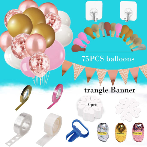 Gifts2U Electric Balloons Pump with Balloons and Rose Gold Pennant Balloon Pump Kit Portable Dual Nozzle Decorating Strip Kit, Metal Balloon Glue Balloon Tying Tool 110V 600W for Party Decoration
