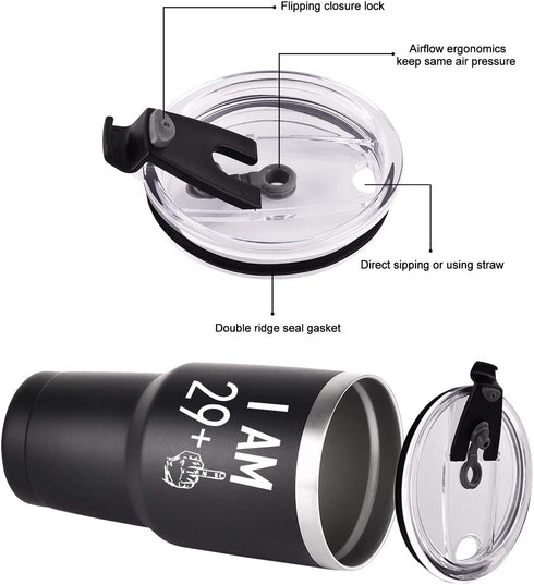 29 Plus One Middle Finger Mug Tumbler for Men Women, Funny Turning 30 Years Old Bday Tumbler Idea for Wife Friends Sister Coworker, 30 Oz Stainless Steel Insulated Travel Tumbler, Black