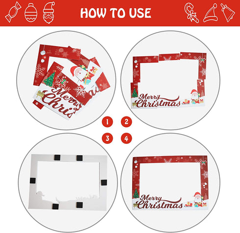 Christmas Photo Booth Props Kit, 32PCS Photo Props with Large Photo Booth Frame (20x28?), DIY Christmas Picture Props Selfie Accessories, Perfect for Xmas Holiday Party Decoration
