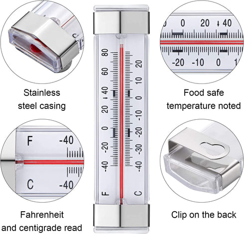 GERUSEA 12 Pack Fridge Refrigerator Freezer Thermometer