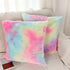 Pink Cute Decorative Throw Pillows Covers Pack of 2 Soft Fluffy Blush Faux Fur Large Throw Pillow for Couch Bed Decor Sofa Comfy Chair for Bedroom Rainbow Girls Cuddle Cushion 18x18