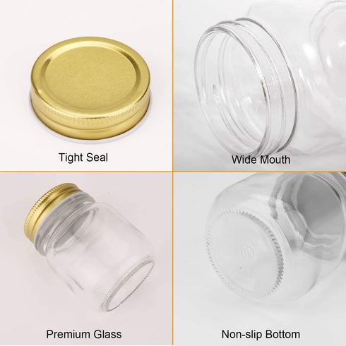 Regular Mouth Mason Jars,Encheng 5oz Clear Glass Jars with Lids(Gold),Small Spice Jars for Herb,Jelly,Jams,Wedding Favors,Shower Favors,Baby Foods,Mini Canning Jars Kitchen Storage Jars 20Pack €¦ €¦