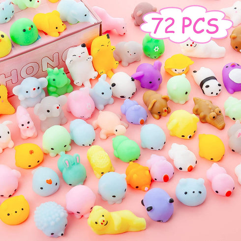 YIHONG 72 Pcs Kawaii Squishies, Mochi Squishy Toys for Kids Party Favors, Mini Stress Relief Toys for Christmas Party Favors, Classroom Prizes, Birthday Gift, Goodie Bag Stuffers