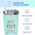 Best Mom Ever Gift - Stainless Steel Insulated Tumbler with Slide Close Lid and Straw- Engraved Travel Coffee Mug - Mom Gifts, Mom Birthday Gifts from Daughter, Son - Mother's Day Gifts for Mom, New Mom, Mint, 22oz