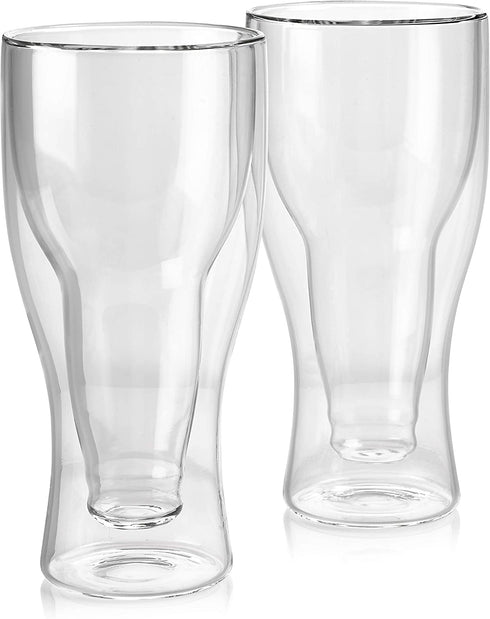 Set of 2 Double Wall Beer Glass, Unique Beer Glasses, Dad Beer Glass, Cool Beer Glasses, Insulated Beer Mug, Double Beer Mug, Fit up to 14 ounces