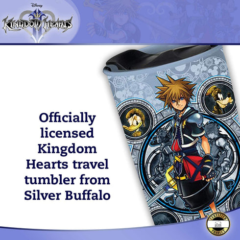 Silver Buffalo Kingdom Hearts Hero Portraits Ceramic Travel Mug with Lid,10-Ounces