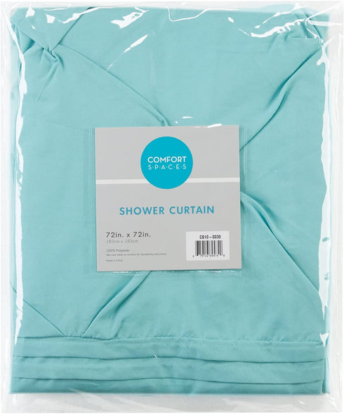 Comfort Spaces Cavoy Bathroom Pintuck Shower Tufted Ruffle Pattern Modern Elegant Microfiber Fabric Bath Curtains, 72"x72", Aqua,CS70-0102