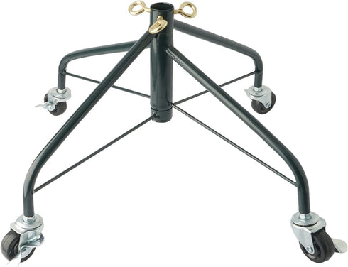 EZYDECOR Metal Christmas Tree Stand for Artificial Tree 17.7" Folding Stand with Rolling Wheels (Green)