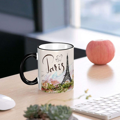 Paris Eiffel Tower Coffee Mug Funny Ceramic Tea Cup with Box Mugs for Office&Home Women Men Gift 11 OZ