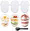 50Pcs 12oz Clear Plastic Cups with Dome Lids No Hole and 50Pcs Sporks, Disposable Dessert Party Cups for Ice Cream Cake Cold Drinks