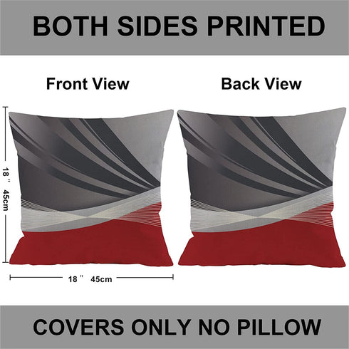 EZVING Set of 4 Throw Pillow Covers Modern Abstract Red Stripes Gray Black White Acrylic Bold Grey Decorative Pillow Cases Home Decor Square 18x18 Inches Pillowcases