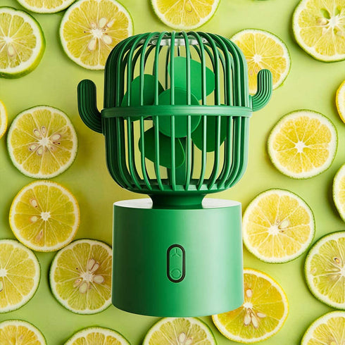 Personal Fan Small Desktop USB Desk Fan, Cactus Mini Handheld Table Rechargeable 80 Degree Auto Rotation Portable Fans, 3 Speeds Strong Wind, Quiet Operation Fan for Room Home Office Outdoor Travel