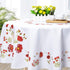 Floral Tablecloth, Wild Flower Table Cloth, Spring Summer Waterproof Wrinkle Free Tablecloth for Outdoor, Picnic, Camping, Patio, Party, Kitchen, Dining Room, Red and White, 55 inch Round