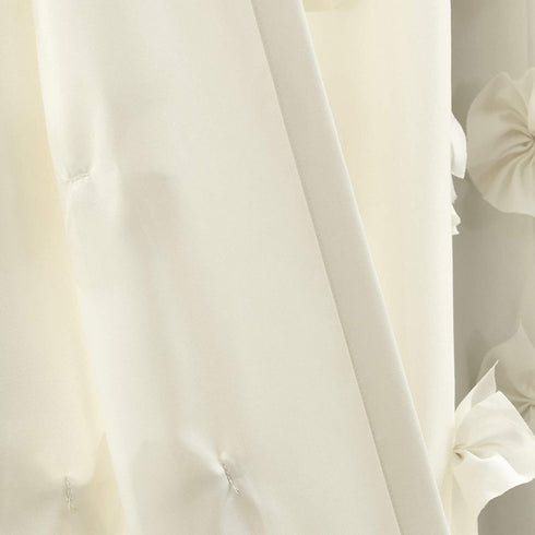 Lush Decor Riley Curtain Sheer Ruffled Textured Bow Window Panel for Living, Dining Room, Bedroom (Single), 84 x 54, Ivory