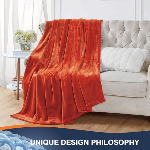 Walensee Fleece Blanket Plush Throw Fuzzy Lightweight (Twin Size 60x80 Orange) Super Soft Microfiber Flannel Blankets for Couch, Bed, Sofa Ultra Luxurious Warm and Cozy for All Seasons