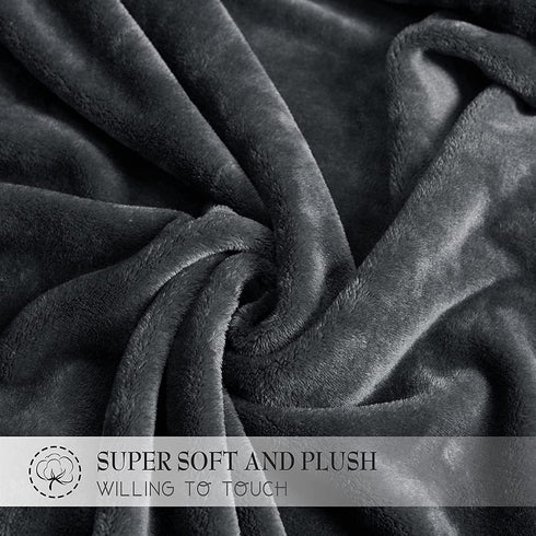 RYB HOME Soft Blanket Twin Size Grey Flannel Lightweight Thermal Fuzzy Bed Blanket for Couch Bed Sofa Travel Camping, W60 x L80