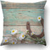 Emvency Throw Pillow Covers Rustic with Rusty Horseshoe and Daisies On Old Wooden Boards Copy Space Top 18 x 18 Inch Square with Hidden Zipper Polyester Home Sofa Cushion Decorative Pillowcase