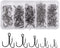 Black Treble Hooks Kit, 150pcs Sharp Treble Fishing Hooks Set High Carbon Steel Classic Round Bend Triple Fish Hooks Set for Catfish Saltwater Freshwater Size 4 6 8 10 12