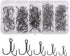 Black Treble Hooks Kit, 150pcs Sharp Treble Fishing Hooks Set High Carbon Steel Classic Round Bend Triple Fish Hooks Set for Catfish Saltwater Freshwater Size 4 6 8 10 12