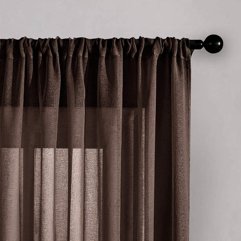 MRTREES Brown Sheer Curtains Living Room Curtain Sheers Bedroom Window Curtain Panels 95 inch Length Transparent Voile Drapes Rod Pocket Window Treatment 2 Panels