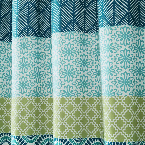 Lush Decor Bohemian Striped Shower Curtain Colorful Bold Design, 72" x 72", Blue and Green