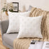 MIULEE Set of 2 Decorative Throw Pillow Covers Rhombic Jacquard Pillowcase Soft Square Cushion Case for Spring Couch Sofa Bed Bedroom Living Room, 18x18 Inch, White