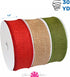 Morex Ribbon 1252.40/P3-004 Burlap 1.5" X 30 YD Jute Wired Ribbon, Natural/Green/Red (3-Pack), Arts & Crafts Burlap Roll for Wedding Decor and Rustic Christmas Decorations Indoor Home Decor